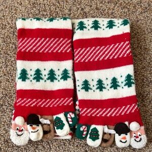 Vintage Festive Holiday Toe Socks - Red, Green, White